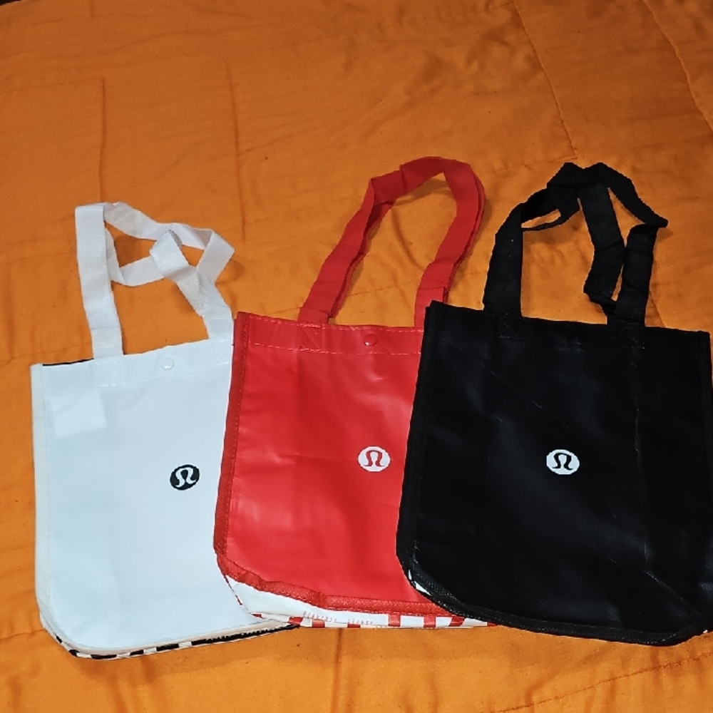 Lululemon 3 Reusable Tote Bags. Small Sz! 3 Diff Colors
